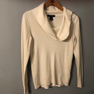 WHBM Cream/White Cowl Neck Sweater